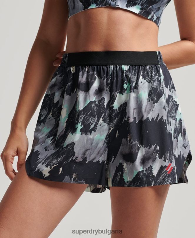 Superdry облекло N00H6316 тъмно сив Жени шорти за бягане