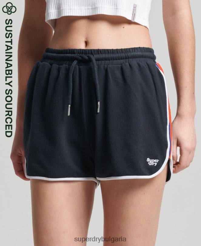 Superdry облекло N00H6542 военноморски флот Жени състезателни панталони с винтидж райе от органичен памук