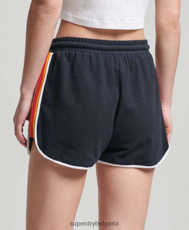 Superdry облекло N00H6542 военноморски флот Жени състезателни панталони с винтидж райе от органичен памук