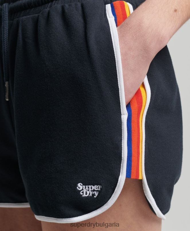 Superdry облекло N00H6542 военноморски флот Жени състезателни панталони с винтидж райе от органичен памук