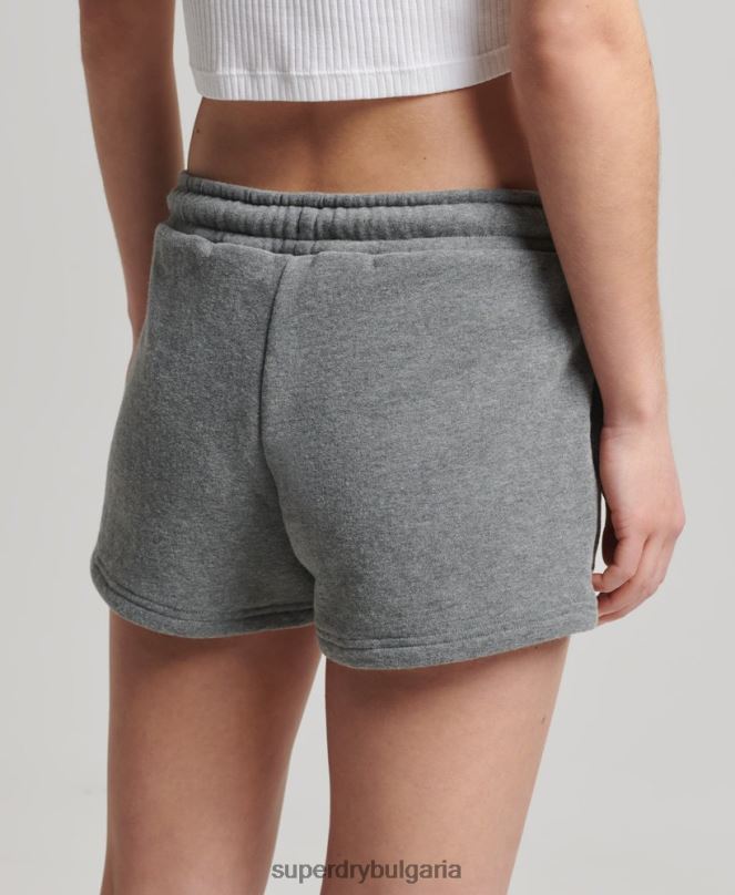 Superdry облекло N00H6639 сиво Жени къси панталони от трико с ретро лого от органичен памук