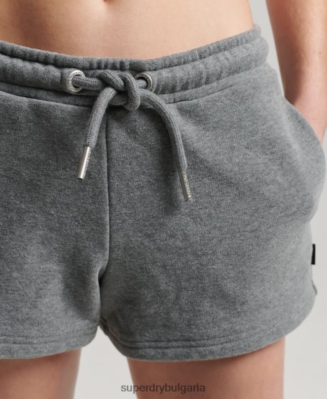Superdry облекло N00H6639 сиво Жени къси панталони от трико с ретро лого от органичен памук