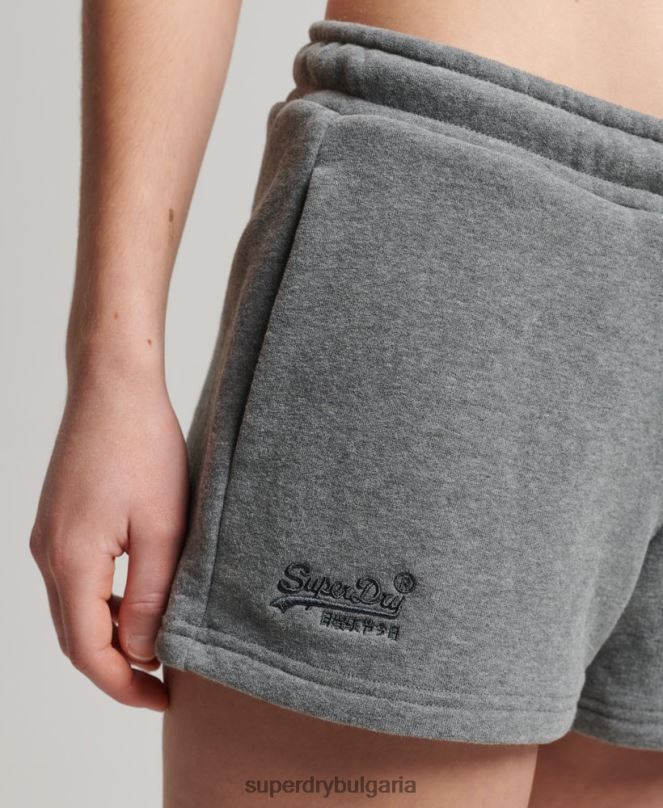 Superdry облекло N00H6639 сиво Жени къси панталони от трико с ретро лого от органичен памук