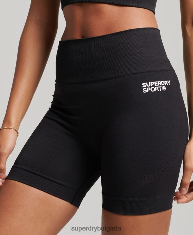 Superdry облекло N00H3117 черен Жени основни безшевни тесни шорти
