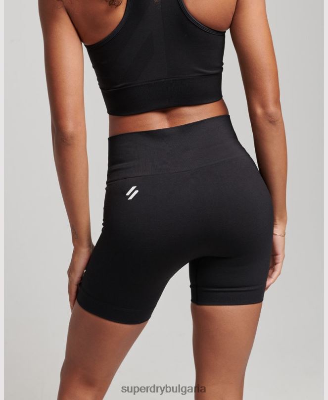 Superdry облекло N00H3117 черен Жени основни безшевни тесни шорти