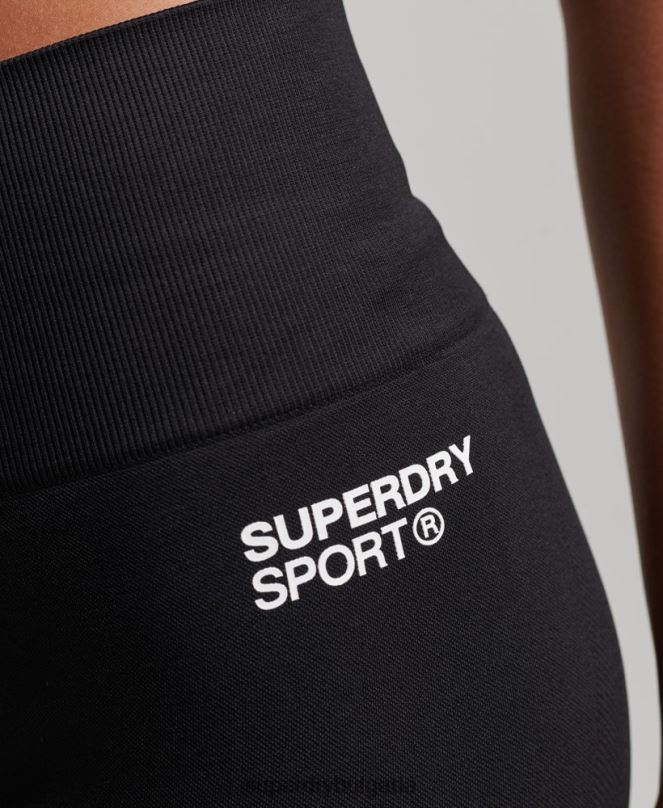 Superdry облекло N00H3117 черен Жени основни безшевни тесни шорти