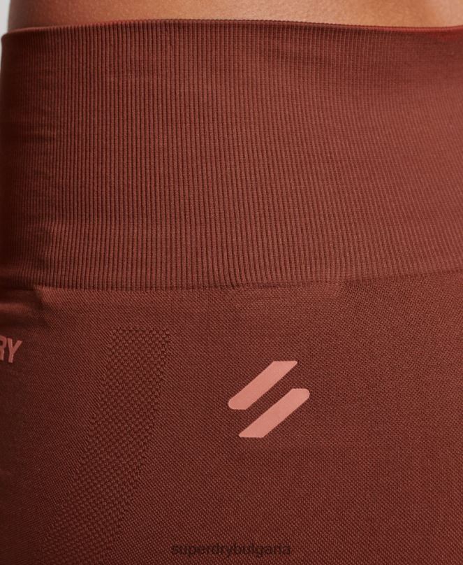 Superdry облекло N00H3124 кафяво Жени основни безшевни тесни шорти