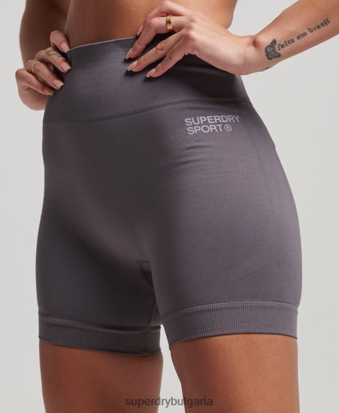 Superdry облекло N00H3148 сиво Жени основни безшевни тесни шорти