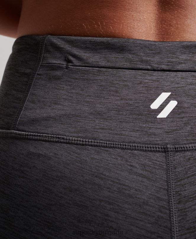 Superdry облекло N00H4041 тъмно сив Жени тренировъчен 7/8 мрежест клин