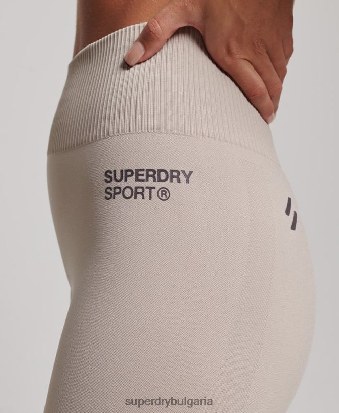 Superdry облекло N00H4043 бежово Жени основни безшевни стегнати клинове