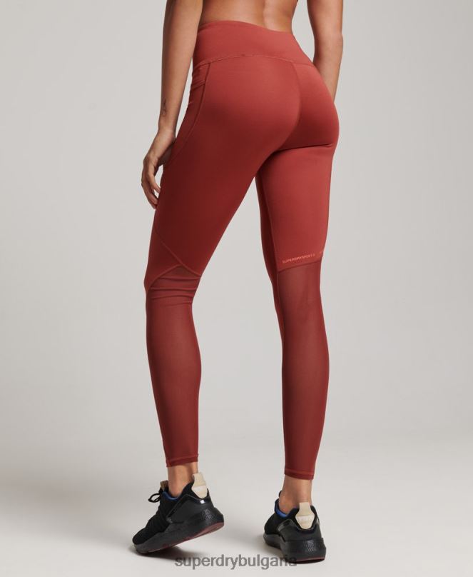 Superdry облекло N00H4052 кафяво Жени тесни клинове с активна мрежа по цялата дължина