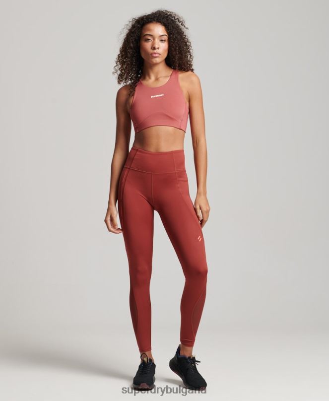 Superdry облекло N00H4052 кафяво Жени тесни клинове с активна мрежа по цялата дължина