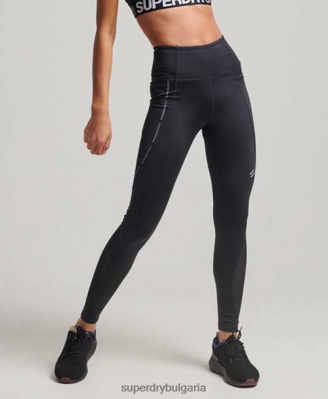 Superdry облекло N00H4070 черен Жени тесни клинове с активна мрежа по цялата дължина