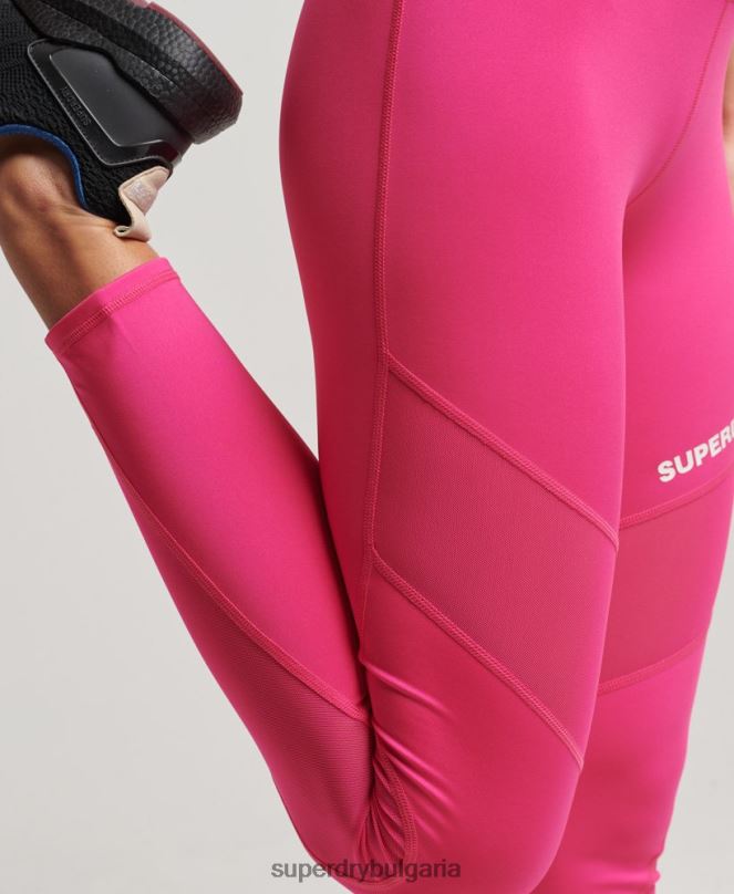 Superdry облекло N00H4075 розово Жени тренировъчен 7/8 мрежест клин