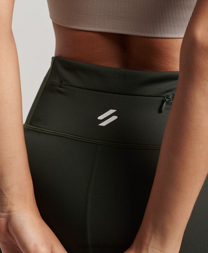 Superdry облекло N00H4078 зелено Жени тренировъчен 7/8 мрежест клин