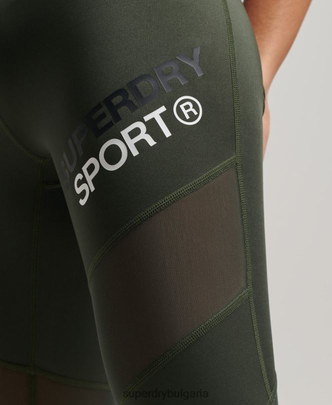 Superdry облекло N00H4078 зелено Жени тренировъчен 7/8 мрежест клин