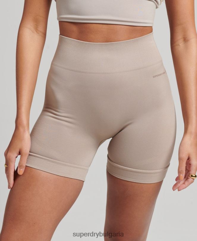 Superdry облекло N00H6314 светло сив Жени основни безшевни тесни шорти
