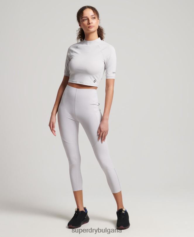 Superdry облекло N00H6334 светло сив Жени run 7/8 тесни клинове