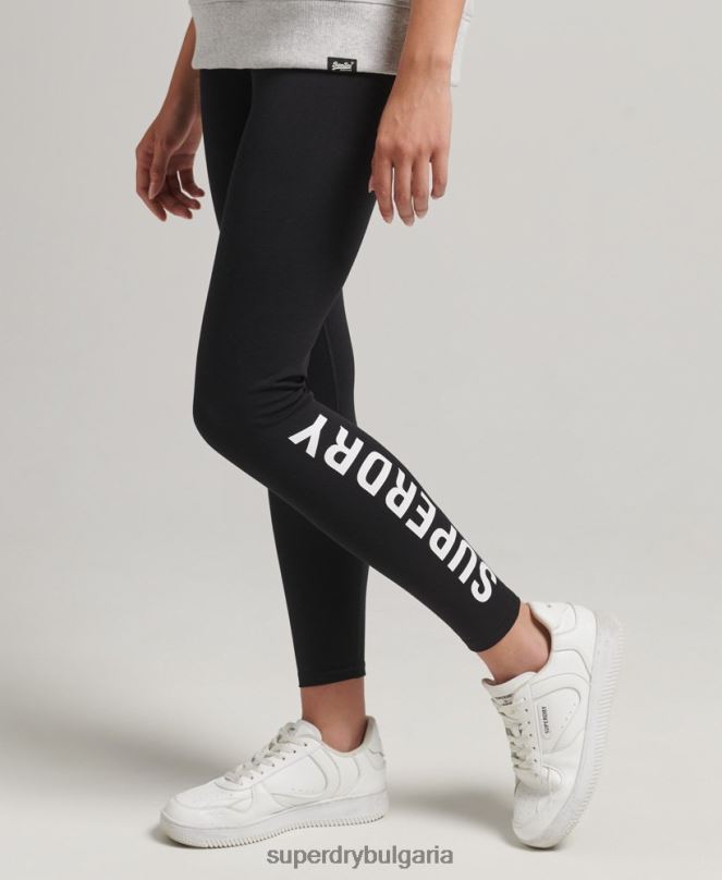 Superdry облекло N00H6661 черен Жени еластични клинове с графично лого