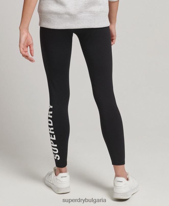 Superdry облекло N00H6661 черен Жени еластични клинове с графично лого