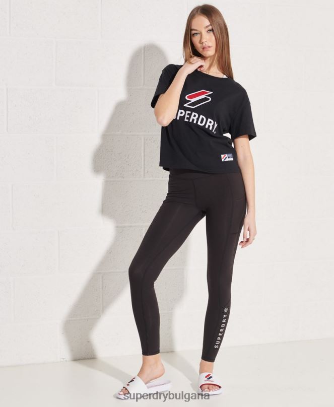Superdry облекло N00H6778 черен Жени дълги клинове за активен начин на живот