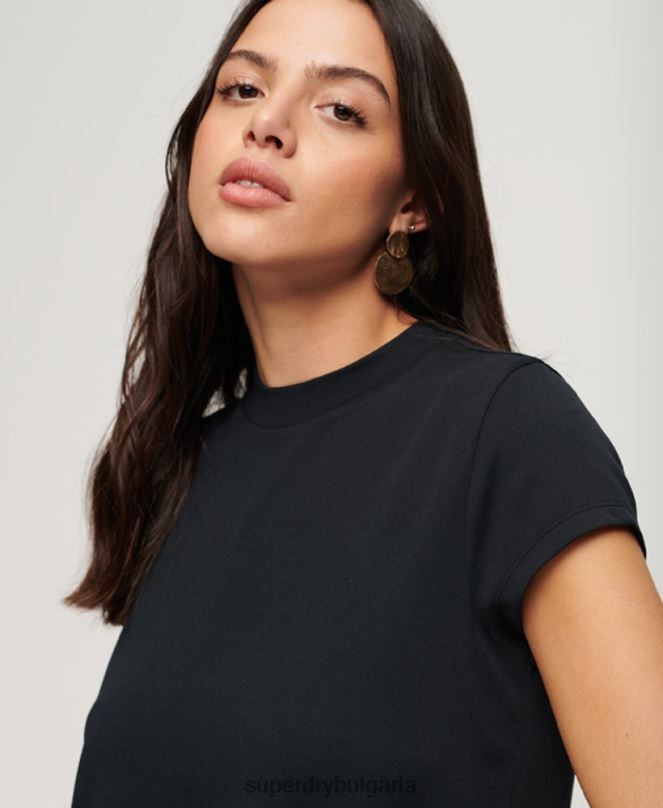 Superdry облекло N00H1964 черен Жени мини рокля с къс ръкав
