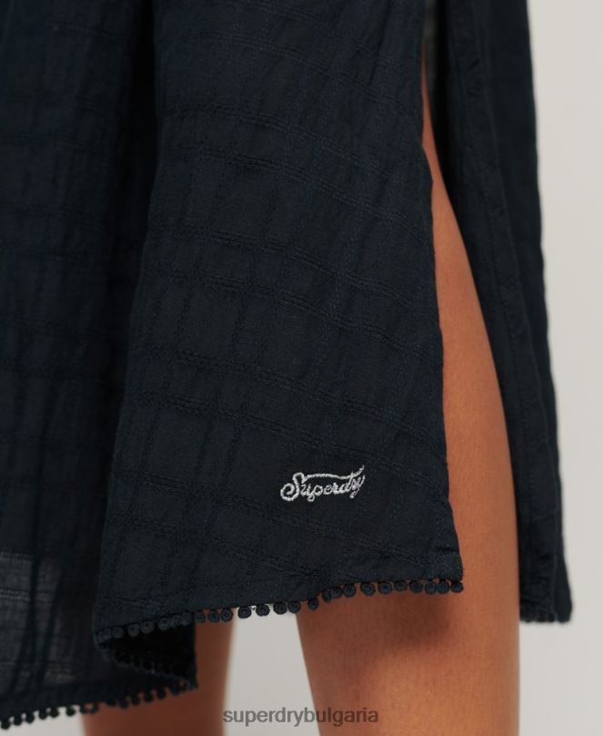 Superdry облекло N00H1986 военноморски флот Жени ретро дълга ками рокля с халтер