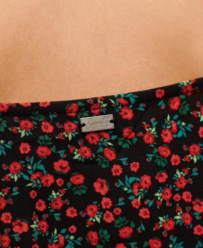 Superdry облекло N00H1987 черен Жени миди рокля с принт копчета