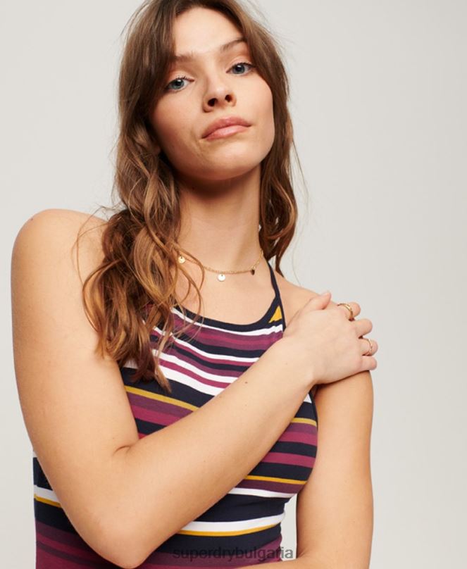 Superdry облекло N00H2011 червен Жени миди рокля с трикотажни ленти
