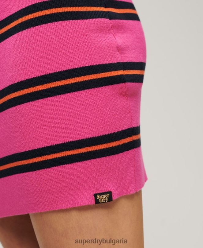 Superdry облекло N00H2032 розово Жени фина плетка потник мини рокля