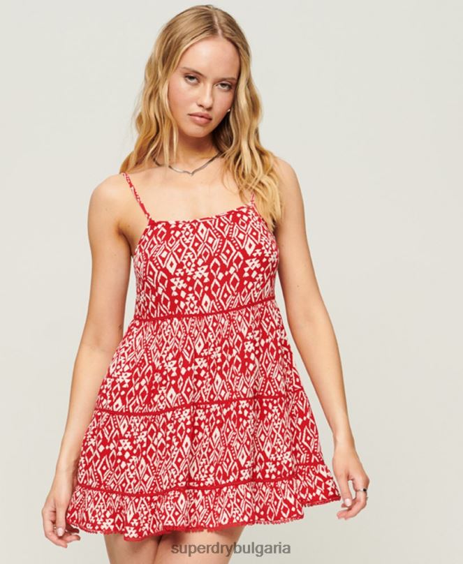 Superdry облекло N00H2107 червен Жени мини плажна ками рокля