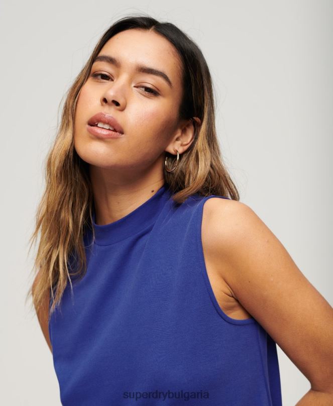 Superdry облекло N00H2357 син Жени мини рокля без ръкави