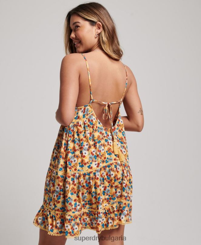 Superdry облекло N00H2363 жълто Жени мини плажна ками рокля