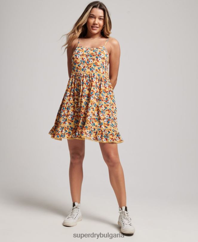 Superdry облекло N00H2363 жълто Жени мини плажна ками рокля