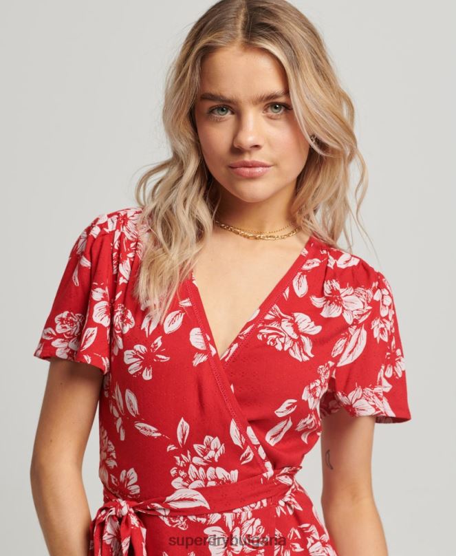 Superdry облекло N00H2373 червен Жени ретро мини рокля с обвивка