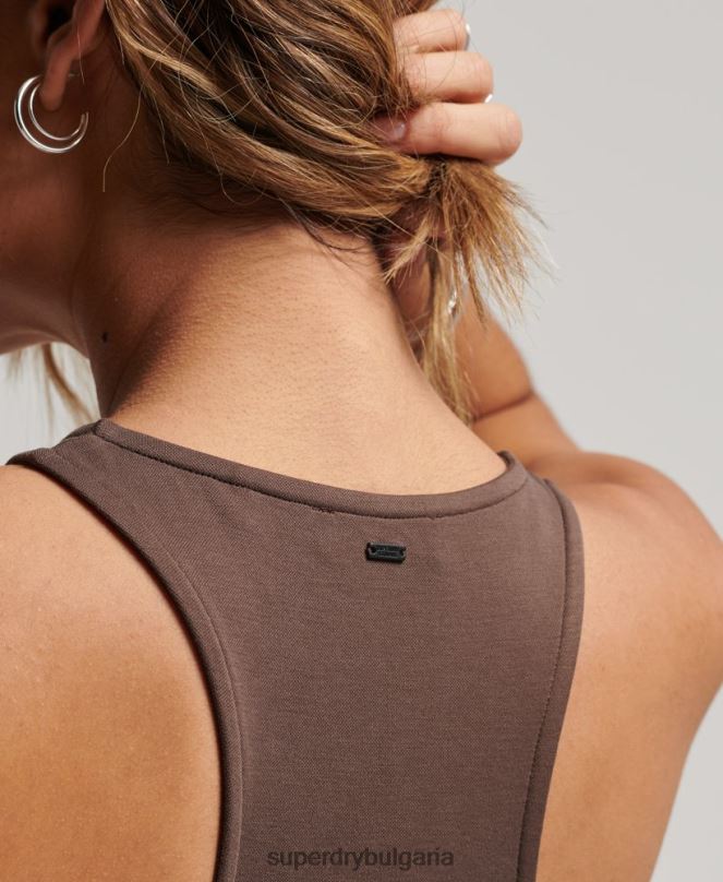 Superdry облекло N00H2375 кафяво Жени състезателна рокля от трико