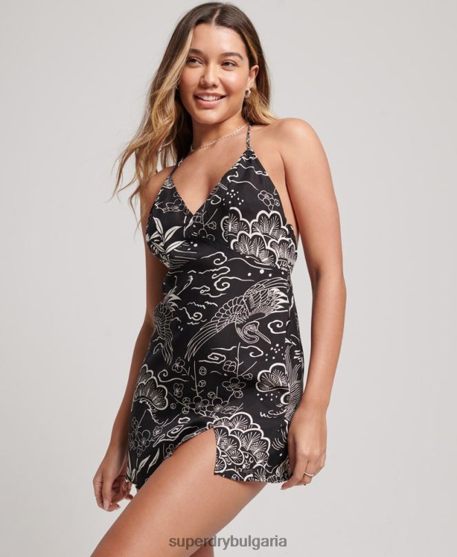 Superdry облекло N00H2382 черен Жени мини рокля с щампа