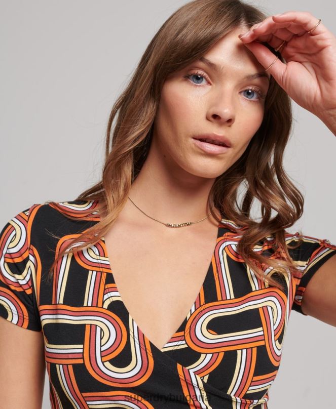 Superdry облекло N00H2384 черен Жени мини дневна рокля с принт
