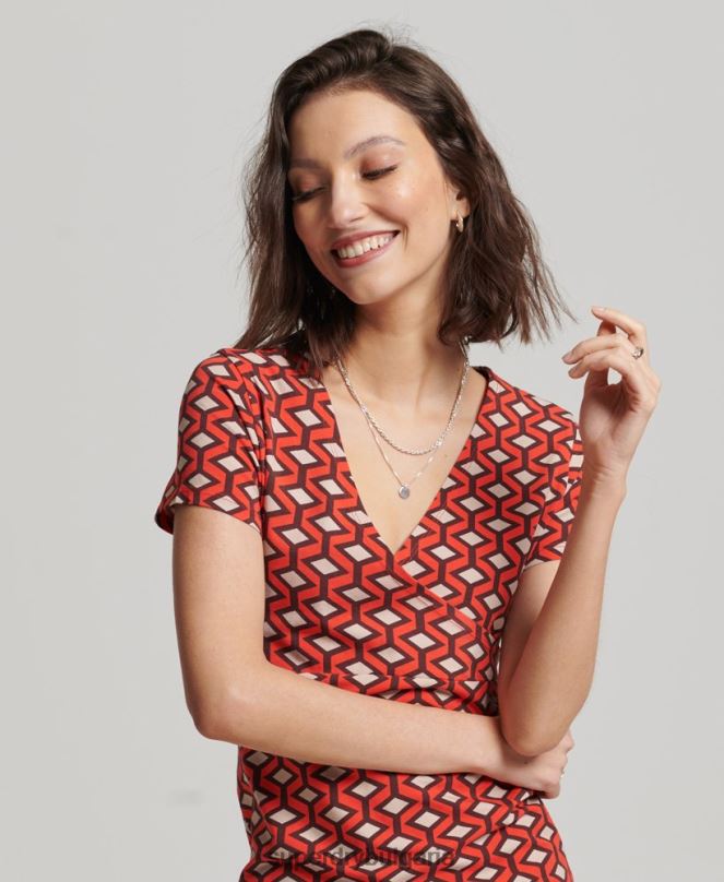 Superdry облекло N00H2388 оранжево Жени мини дневна рокля с принт