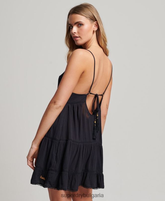 Superdry облекло N00H2404 военноморски флот Жени мини плажна ками рокля