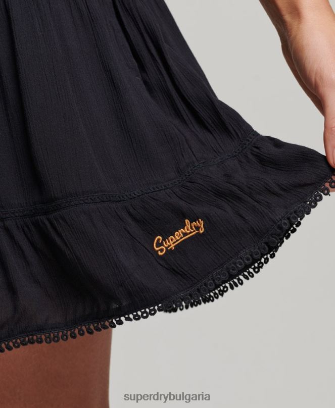 Superdry облекло N00H2404 военноморски флот Жени мини плажна ками рокля