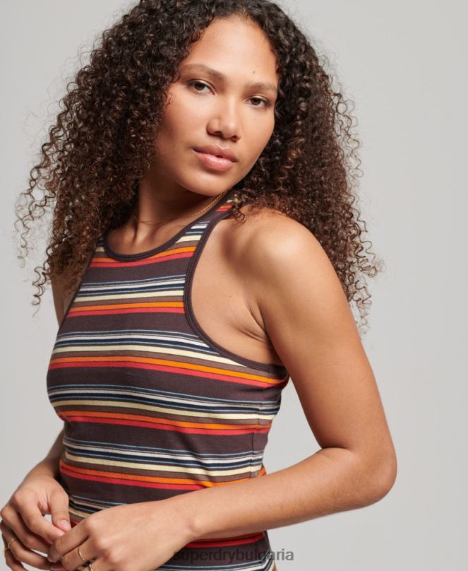 Superdry облекло N00H2406 мулти Жени състезателна рокля с винтидж райе