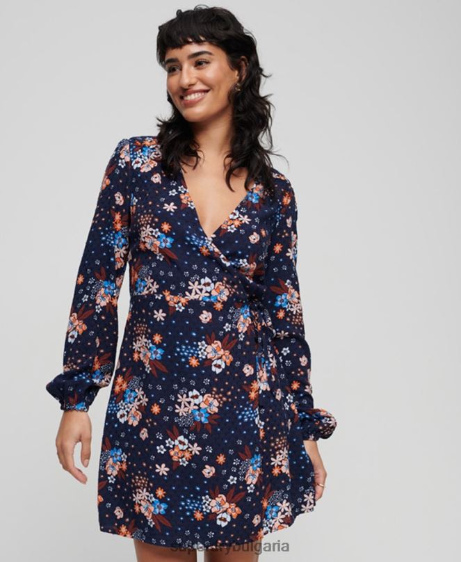 Superdry облекло N00H2411 военноморски флот Жени мини рокля с щампа