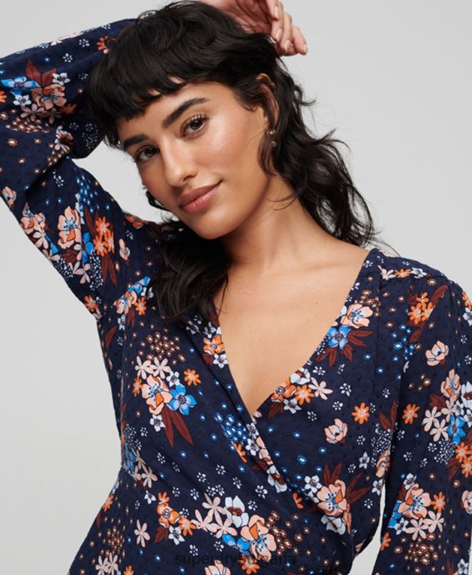 Superdry облекло N00H2411 военноморски флот Жени мини рокля с щампа