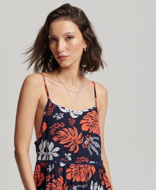 Superdry облекло N00H2417 военноморски флот Жени мини плажна ками рокля