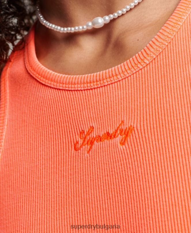 Superdry облекло N00H2418 корал Жени рокля с кодово лого