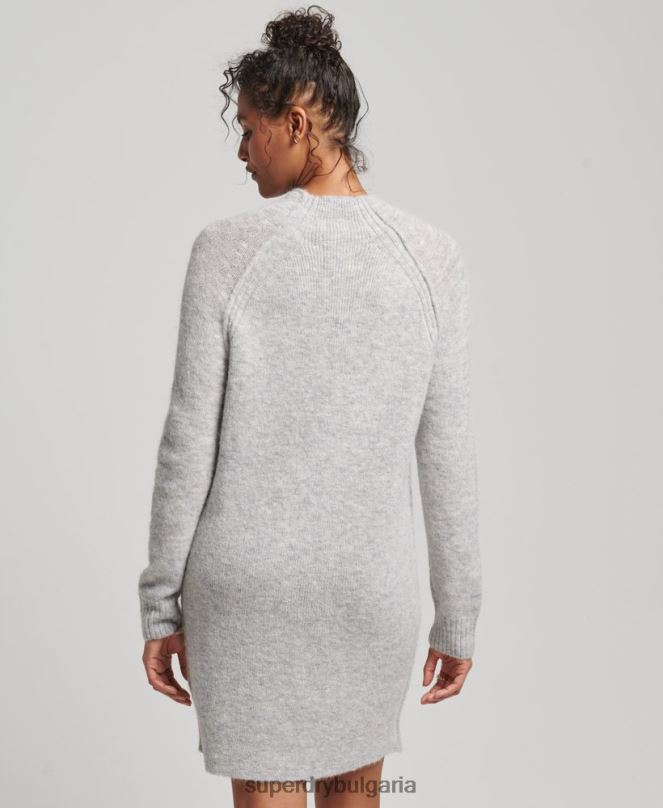 Superdry облекло N00H2419 светло сив Жени рокля с висока яка