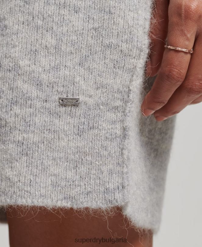 Superdry облекло N00H2419 светло сив Жени рокля с висока яка