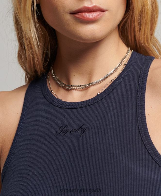 Superdry облекло N00H2422 военноморски флот Жени рокля с кодово лого
