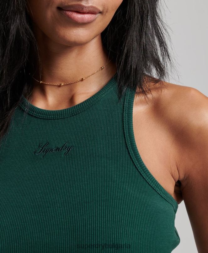 Superdry облекло N00H2424 зелено Жени рокля с кодово лого